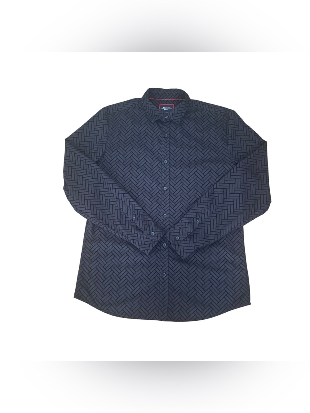 Men's Geometric Print Long-Sleeve Button-Down Shirt - Black